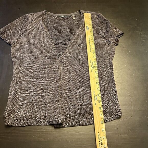 Nic + Zoe Charcoal Gray Cardigan Sweater Short Sleeves Lightweight Size Medium - Picture 8 of 11